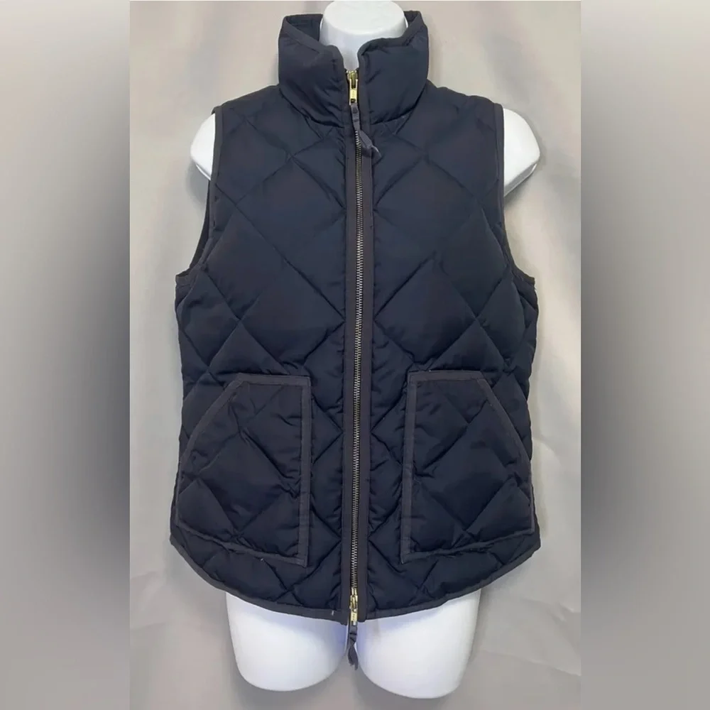 J. CREW Navy Blue Excursion quilted down full‎ zip puffer vest Women's Sz XS